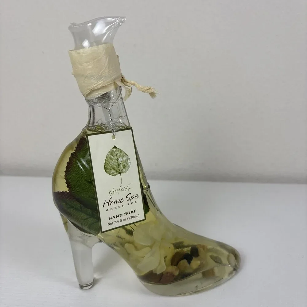 Cinderella Glass Shoe Soap Dispenser High Heel Shoe Shonfelds Home Spa Green Tea